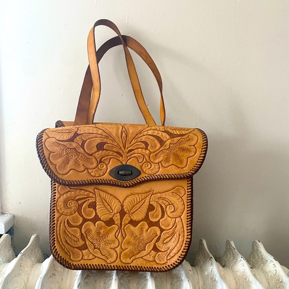Handbags - Large hand tooled leather bag